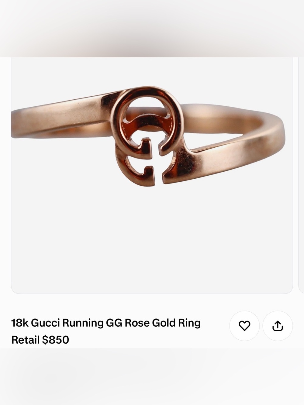 Gucci Rose Gold Double G Open Band Ring